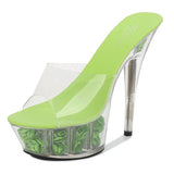 Zingj Hate Day High Nightclub Super High Heels Slippers Women's Shoes Runway Show Pole Dancing Shoes Crystal Bottom Waterproof