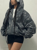 Oversized Star Print Zip Up Hoodie- Outfit