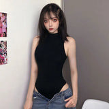Collared, Black-Clad Women's Summer New Tight Body Slim And High Waist Inside And Outside Wearing A Bottom-Up Shirt Thai