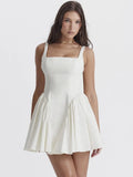 White Backless Bow Mini Dress-Outfit