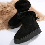 Thick Snow Boots A Foot Pedal 2025 Winter New Thick-Soled Furry Bows Warm Large Cotton