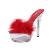 Zingj Maomao Sexy Super High Heels 15CM Thin Heel Waterproof Table Slippers Transparent Crystal Shoes Wedding Shoes Banquet High