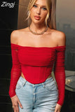 sale! Summer Corset Top Women Y2k Tops Blue Boycon Crop Top Off The Shoulder Sexy Mesh Top Outfits Girl Party