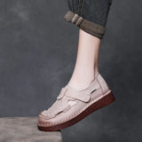 Time 99] Head Layer Of Cowhair Retro Handmade Hole Shoes Female Summer Beef Soft-Soled Mother Shoes With Hollow