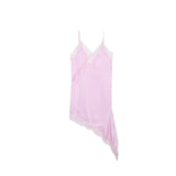 New Female V-Neck Lace Decoration Asymmetric Sling Dress