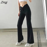 Pants Women Pure Simple Daily All-match Sexy Korean Style Hot Girls Basic Summer Flare Trousers Trendy Leisure Slim