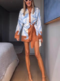 Women's Clothing Casual Irregular Knotted Fashion Long-Sleeved Shirt Dress