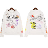 Printing Leisure Retro Tide Card Loose Hooded Sweaters For Men And