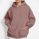 Women's Coat Women's New Fashion Pure Color Loose Casual Temperament Long-Sleeved Hooded Spring Sweater Women