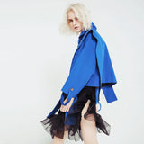 New Retro Tender Loose-Fitting Shoulders Long Ribbon Winding Short Coat