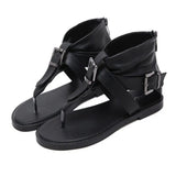 Shoes Summer 2025 New Retro Roman Shoes Belt Buckle Toe Flat Summer Shoes