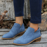 Coarse And Short-Skinned Boots Women's Sharp Tips And Zippered Velvet And Ankle Boots Women's Martin
