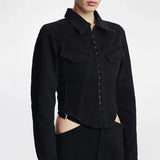 Zingj 2024 New High Waist Short Slim Denim Jacket Temperament Commuter Waist Show Thin Jacket Jacket Women's