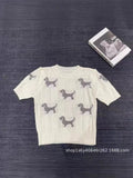 Puppies With Short-Sleeved Round-Neck Knitted Jersey Women 24 Spring And Summer New Age-Reduced Short-Sized T-Shirt
