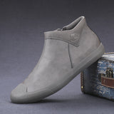 Autumn New Help Leather Boots Pedal English Wind High-Top Men's Shoes Autumn Men's Casual Leather