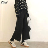 Leg Pants Women Woolen Leisure Solid Ankle-length Baggy Trousers All-match Elegant Fashion Daily Streetwear All-match