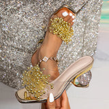 New Women's Water Drill Floral Sandals Cover Transparent Thick-Soled Party Orthoded Sandals High