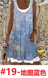 Women's 2025 Summer New Fashion Imitation Denim Vest Casual Print Sleeveless