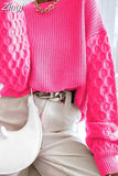 Women Pullover Sweater Autumn Winter Knitted Casual Solid Jumper Tops Fashion Loose Long Sleeve
