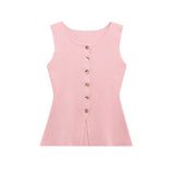 Women's Clothing 2025 Autumn New Golden Buckle Repair Knitted Vest Vest