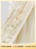 Zingj Beauty, Three-Dimensional Cut New Chinese Style Jacquard Embroidery Standing Collar Pearl Plate Buckle Slim Sleeveless Jacket