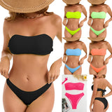 2025 New Solid Fashion Sexy Breast-Wearing Bikini Split Lady Swimsuit