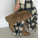 Lyserie Western Cowboy Boots 2025 Autumn And Winter New But Knee Long Belt Buckle Trouser