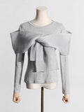 Net Red Niche Wind 2025 Autumn New Long-Sleeved Personality Cross-Butterflies Solid-Colored T-Shirt Women's Women's