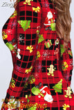 Christmas Romper Women Xmas Print Long Sleeve Sleepwear Pajamas Bodysuit Playsuit Romper Nightwear Adults