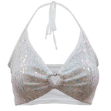 Style Sequins Show Hot Blouse DS Nightclub Stage Lotus Leaf Edge Suspender Navel