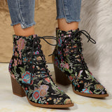 Women's Boots Winter New Ethnic Wind Sharp Rupeal Teling With Embroidered Martin