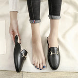 Version Of The New Muller Shoes Flat Half Slippers Women Lazy Outside Wearing The Head Size