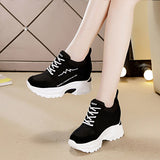 Red High-Gtong Women's Shoes Single Shoes 2025 Autumn New Korean Version Of The Fashion Thick-Bottomed Cake Trend Casual Sports Shoes