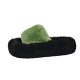 Wear Thick-Sed Haired Slippers Women 2025 Autumn And Winter Plush Indoor Home Lazy Cotton Slippers