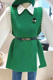 lantern shirt 2 two piece set women knitted vest 2023 spring autumn womens Long sleeve Shirts sets Sleeveless Sweater