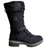 Front Faescing With Round-Headed Knight Boots Women's Belt Buckle Thick Leather
