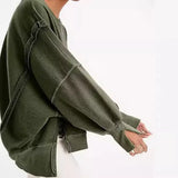 Women's Clothing 2025 Autumn And Winter New Women's Large Round-Neck Sweatshirt Side Open Fork Long-Sleeved