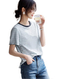 Collage Texture Of Wood Ear By The Short-Sleeved T-Shirt Women's Summer Splicing Color Design Design Slim Slim