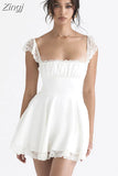 Elegant Party Dresses for Women Y2k Clothes Sexy Summer Daily Rave Outfits New Lovely Lace Patchwork Short
