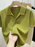 Zingj Beauty Solid Color Thin Polo Lapel Sweater Female Summer New Small Short-Sleeved T-Shirt