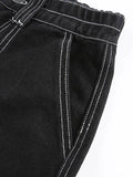 Pocket Stitched High Waist Cargo Jeans-Outfit
