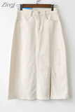 Slit Long Denim Skirts For Women Jeans White Summer 2023 Maxi Skirt Pencil Khaki Denim Skirt High Waist Office For