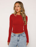 New Set-Up Bottom Shirt For Women Winter Solid Color Bottom Collar T-Shirt Sexy Hot Girl Slim Thin Long