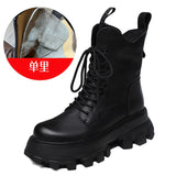Layer Of Cow Skin Leather Pine Cake Thick Bottom Martin Boots Girl Autumn And Winter Englen Small Single Boots Retro Handmade