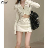 2 Piece Dress Set Dress Women 2022 Autumn Casual Long Sleeve Korean Style Sweater Suit Office Lady Elegant Y2k Chic