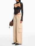 New Summer Loose Comfortable Angel Wing Embroidered Trousers With Casual Straights