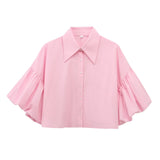 Sleeves Loose Open-Sleeve Shirt Top 2025 Spring New Women's Clothing