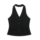 Autumn New Back Hanging Neck Vest 8364532 Broad Leg Pants