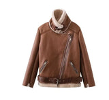 A Large Number Of Women's Fur Coat Women Long Locomotive Lapel Loose Leather