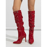 Boots Simple Women's Boots Fine And Ultra-High Heel High Heel Inside Zip Patent Leather Bright High